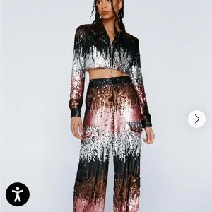 Nasty Gal Sequin Ombre Sequin Cargo Pants